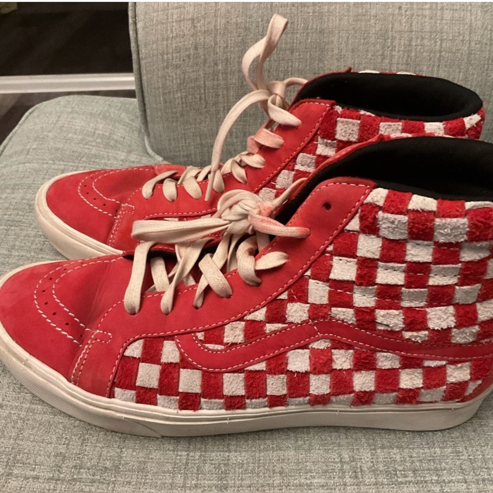 Vans Sk8 Reissue LX Comfycush High Hairy Suede Red White Checker Checkered Skate